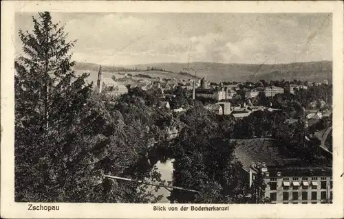 Ak Zschopau im Erzgebirge Sachsen, Blick von der Bodemerkanzel