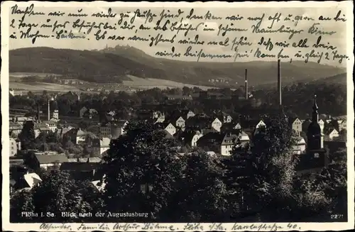 Ak Flöha in Sachsen, Blick nach der Augustusburg, Kirchturm