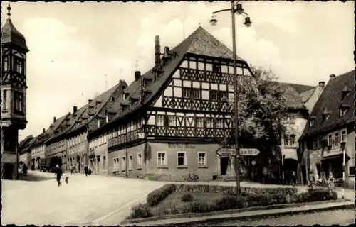 Ak Hartenstein im Erzgebirge Sachsen, HO Gaststätte Weißes Ross, Fachwerkbau