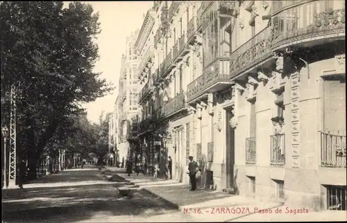 Ak Zaragoza Saragossa Aragonien, Paseo de Sagasta