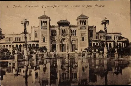 Ak Sevilla Andalusien, Exposicion Hispano-Americana, Palacio de Arte Antiguo
