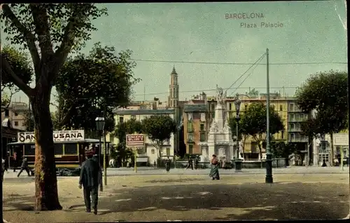 Ak Barcelona Katalonien Spanien, Plaza Palacio