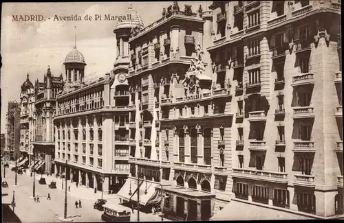 Ak Madrid Spanien, Avenida Pi y Margall, Straßenbahn