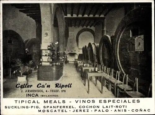 Ak Inca Mallorca Balearische Inseln, Celler Ca'n Ripoll, J. Armengol, Vinos Especiales