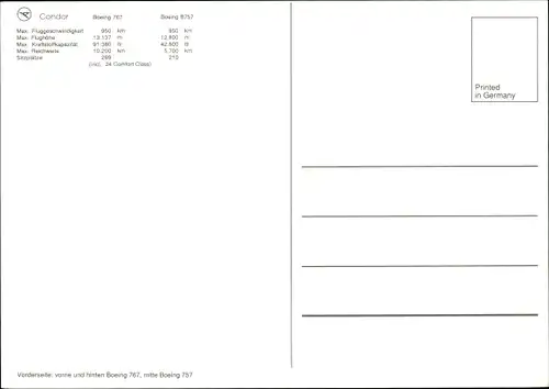 Ak Deutsches Passagierflugzeug, Condor, Boeing 767, B 757