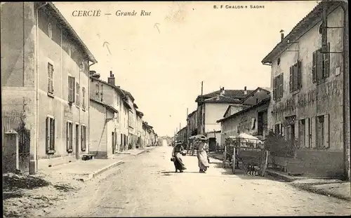 Ak Cercié Rhône, Grande Rue