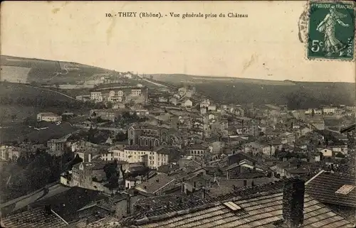 Ak Thizy Rhône, Vue generale prise du Chateau