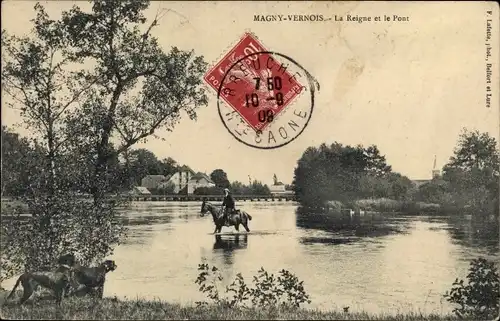 Ak Magny Vernois Haute Saône, La Reigne et le Pont