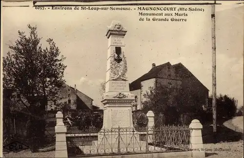 Ak Magnoncourt Haute Saône, Monument aux Morts de la Grande Guerre