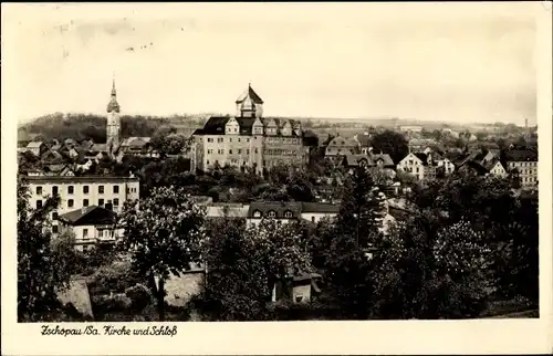 Ak Zschopau im Erzgebirge Sachsen, Kirche und Schloss