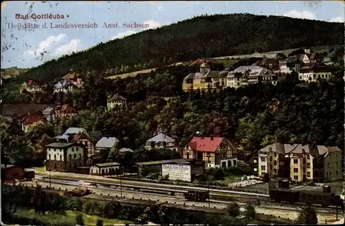 Ak Bad Gottleuba in Sachsen, Heilstätte der Landesversicherungsanstalt, Bahnhof m. Gleisanlagen