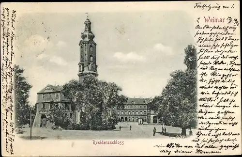 Ak Weimar in Thüringen, Blick auf das Residenzschloß