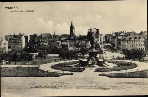 Ak Weimar in Thüringen, Blick vom Museum auf die Stadt und Jacobskirche