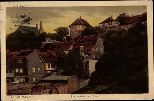 Ak Nordhausen am Harz, Stadtmauer mit Dom