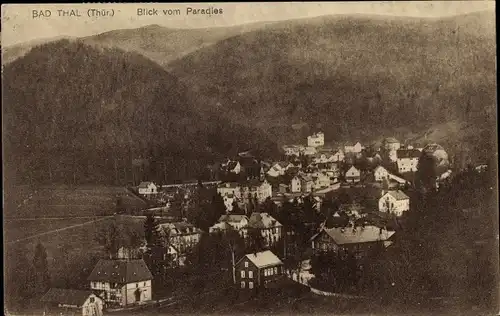 Ak Thal Ruhla im Wartburgkreis Thüringen, Blick vom Paradies auf den Ort