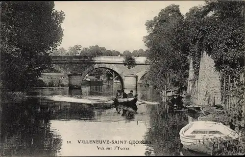 Ak Villeneuve Saint Georges Val de Marne, Vue sur l'Yerres