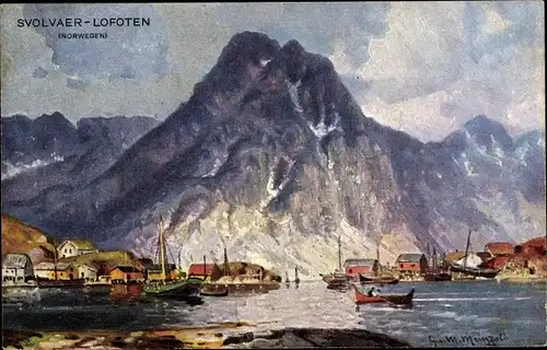 Künstler Ak Meinzolt, Svolvær Svolvaer Lofoten Norwegen, Panorama