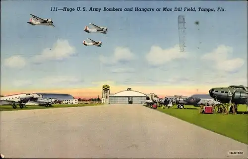 Ak Tampa Florida USA, Army Bombers and Hangars et Mac Dill Field
