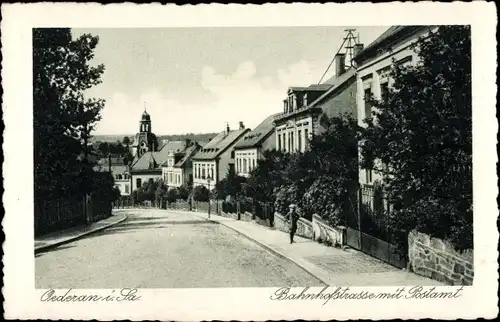 Ak Oederan Sachsen, Bahnhofstraße mit Postamt