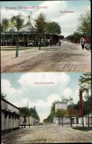 Ak Zeithain in Sachsen, Truppenübungsplatz, Senfftstraße, Rabenhorststraße