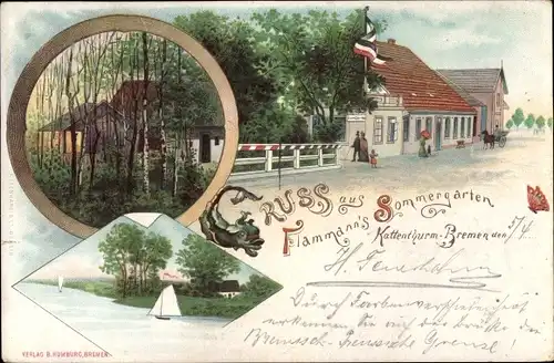 Litho Kattenturm Obervieland Bremen, Flammann's Sommergarten