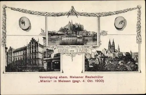 Ak Meißen an der Elbe, Vereinigung ehem. Meissner Realschüler Misnia, gegr. 1900