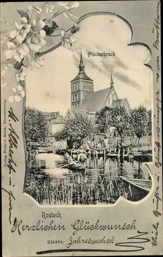 Passepartout Ak Hansestadt Rostock, Fischerbruch, Kirche