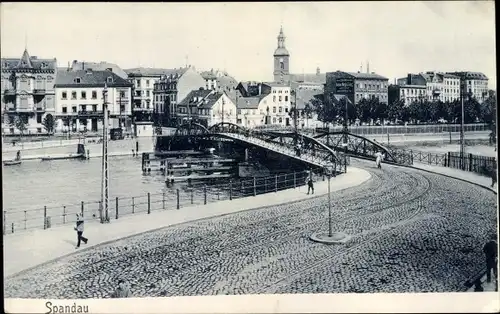 Ak Berlin Spandau, Teilansicht mit Brücke