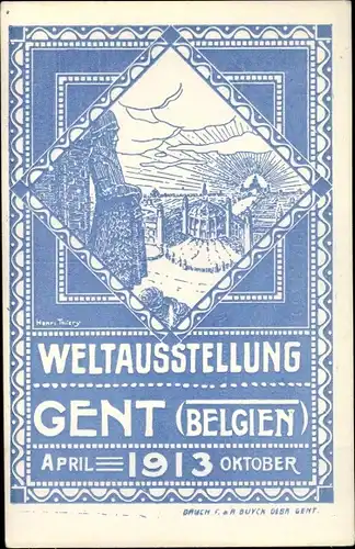 Künstler Ak Gand Gent Ostflandern, Weltausstellung 1913
