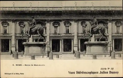 Stereo Ak Roma Rom Lazio, Statue de Marc Aurele