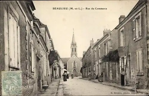 Ak Beaulieu Maine-et-Loire, Rue du Commerce, Eglise