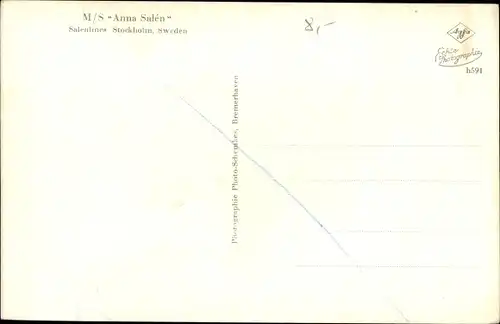 Ak Dampfschiff MS Anna Salén, Salenlines