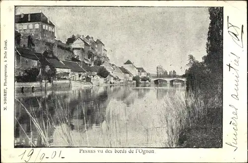 Ak Pesmes Haute Saône, Vu des bords de l'Ognon