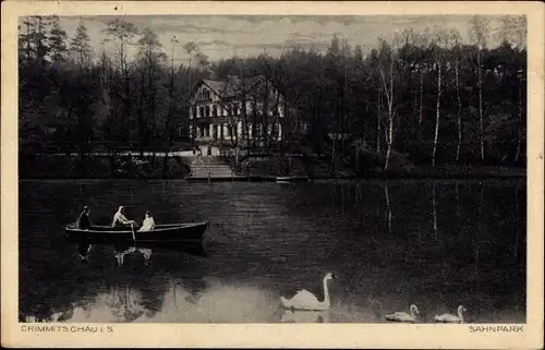 Ak Crimmitschau in Sachsen, Teichpartie im Sahnpark