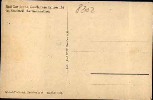 Ak Hartmannsbach Bad Gottleuba in Sachsen, Gasthof zum Erbgericht