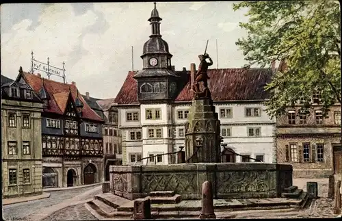 Künstler Ak Eisenach in Thüringen, Marktplatz mit Blick auf die Hof Apotheke