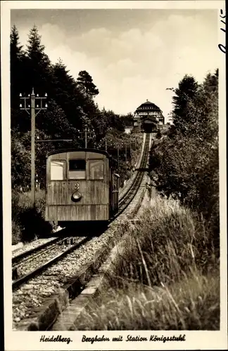 Ak Heidelberg am Neckar, Bergbahn mit Station Königsstuhl