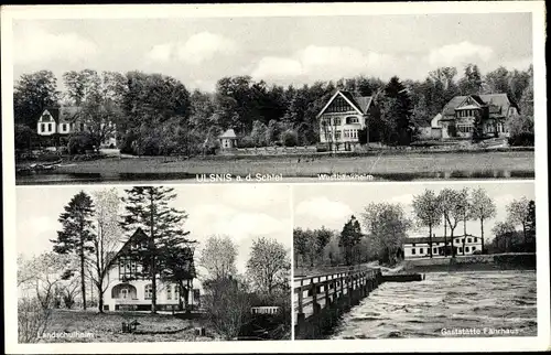 Ak Ulsnis an der Schlei, Westbankheim, Gatstsätte Fährhaus, Landschulheim