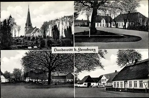 Ak Handewitt in Schleswig Holstein, Kirche, Straßenpartie