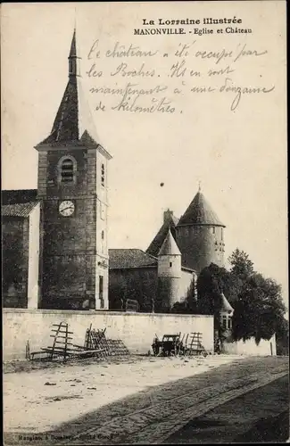 Ak Manonville Meurthe et Moselle, Eglise et Chateau