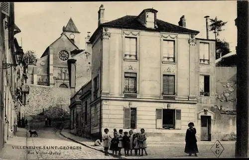 Ak Villeneuve Saint Georges Val de Marne, Rue Victor Duruy