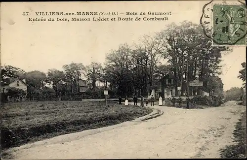 Ak Villiers sur Marne Val de Marne, Bois de Gaumont, Entree du bois, Maison Liedet