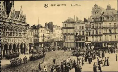 Ak Saint Quentin Aisne, Grand' Place