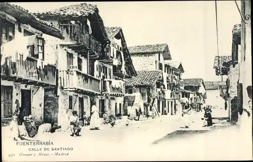 Ak Fuenterrabia Baskenland, Calle de Santiago, Häuser, Anwohner