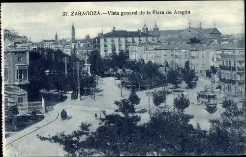 Ak Zaragoza Saragossa Aragonien, Vista general de la Plaza de Aragon