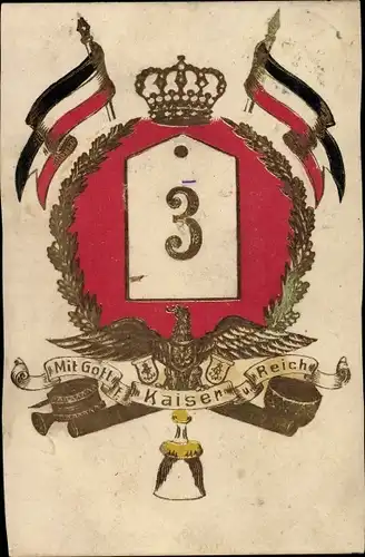 Regiment Präge Litho Regment Nr. 3, Mit Gott für Kaiser und Reich