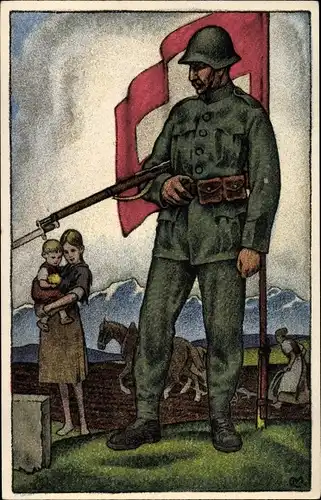 Künstler Ak Schweizerische Nationalspende für unsere Soldaten und ihre Familien