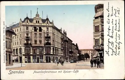 Leuchtfenster Ak Berlin Spandau, Neuendorfer Straße mit Kaiser Cafe