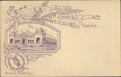 Litho Philadelphia Pennsylvania USA, 18. National Sängerfest 1897