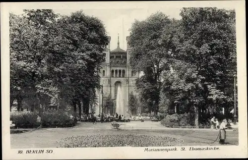 Ak Berlin Kreuzberg, Mariannenpark mit St. Thomaskirche